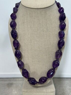 Gorgeous Amethyst Bead Necklace - Purple Statement Jewelry